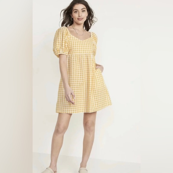 Old Navy Dresses & Skirts - Old Navy Fit & Flare Puff Sleeve Seersucker All Day Mini Swing Dress Women 4X